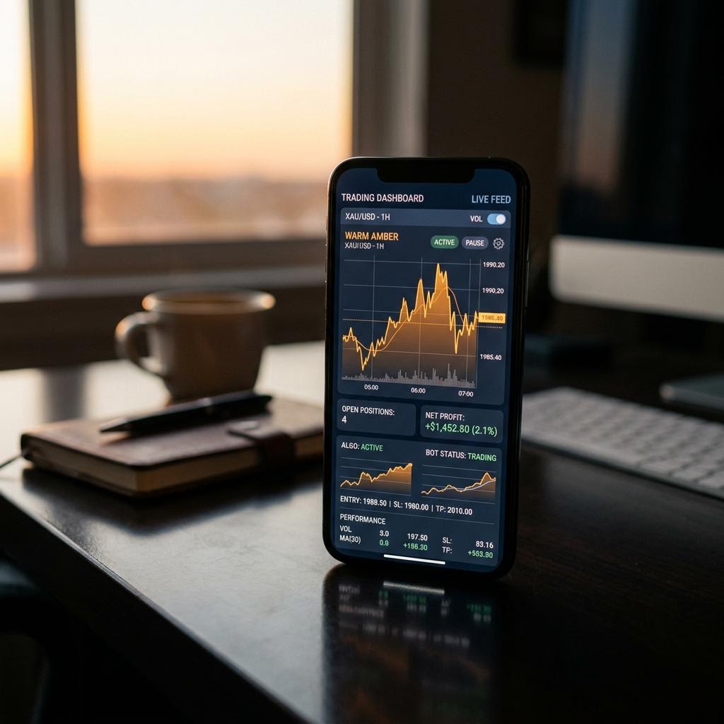 Panel de control móvil de Mercado YPFecto para trading algorítmico